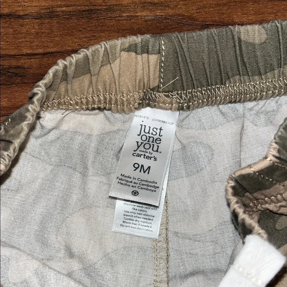 Carter's Green and Tan Camouflage Shorts Relaxed Fit 9 Months